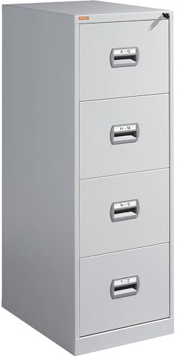 eurokraft | Hängeregistraturschrank | 1-bahnig | 4 Schübe | lichtgrau