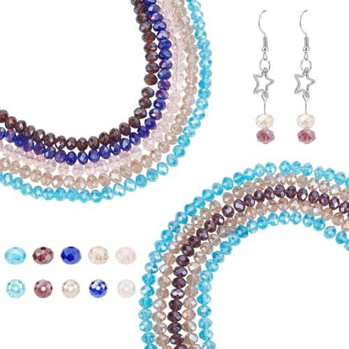 PandaHall 10 Stränge Facettierte Glasperlen 8mm Glasperlen AB Farbe überzogene Glasperlen aus facettierter Rondelle Kristallperlen Stränge für Handwerk DIY Armbänder Halsketten Sonnenfänger