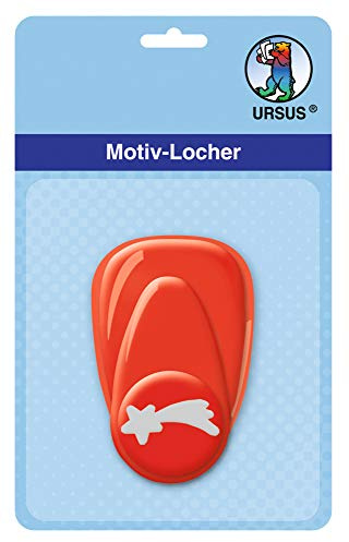 Ursus 19470068 - Motivlocher mit Hebel klein, Komet, rot, ausgestanztes Motiv ca. 16 mm, aus Kunststoff mit Metallstanze, geeignet für Grammaturen von 160 220 g /qm