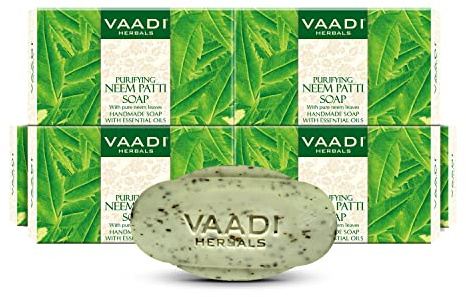 Vaadi Herbals Neem Soap Bar Soap Containing Pure Neem Leaves - Natural Soap Value Pack 6 X 75 Gm