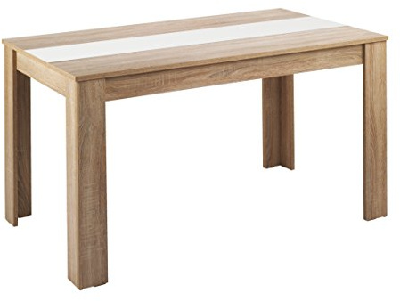 byLIVING Esstisch NORI, Küchentisch in Eiche-Optik, 160 x 90, H 75 cm | Einlegeplatte wendbar in schwarz oder weiß, großer Tisch