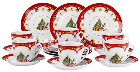 Service à café de Noël magique à café pour 6 personnes Blanc/motifs Noël