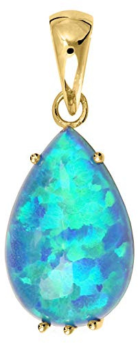 My Gold Damen Anhänger Edelstein (Ohne Kette) Echtes Gelbgold 333/585 Gold (8/14 Karat) Mit Opal Triplette Tropfen Damenanhänger Ajanta