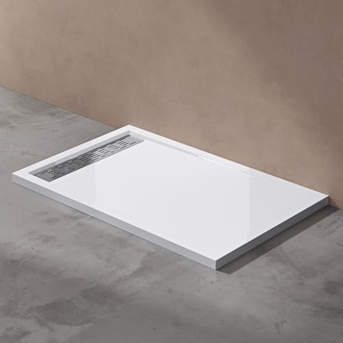 doporro Receveur de Douche Rectangulaire Extra Plat 90x120x5cm Bac à Douche | Acrylique, Blanc, Xetro04