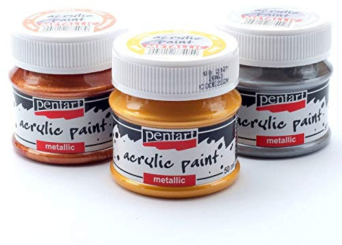 Zita's Creative Acrylfarben Set Metallic 3x50ml - Set 1. Metallfarbe, Bastelfarbe, Acrylfarbe