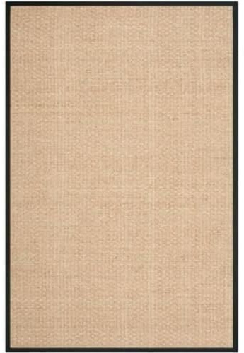 Safavieh Alfombra De Fibra Natural Sala de Estar, Comedor, Dormitorio - Natural Fiber Collection, Pelo Corto, Natural y Negro, 91 X 152 cm