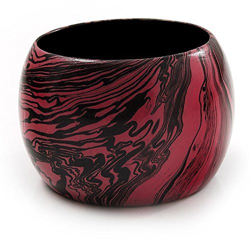 Avalaya överdimensionerat brett träarmband (svart & rosa), En storlek, Trä