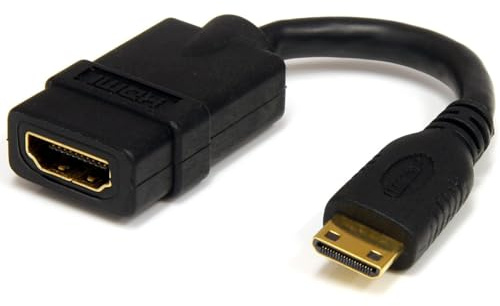 StarTech Adaptateur Mini HDMI vers HDMI 12,7cm, 4K 30Hz, Noir (HDACFM) | Convertisseur haut débit 1.4, Connecteurs plaqués or, Ultra HD, Mâle/Femelle, Compact
