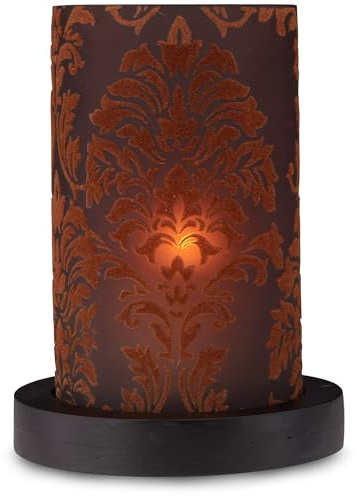 Simply Stated by Pavilion 6-1/2-Inch Chocolate Flocked Cylinder Candle Holder with Wooden Base