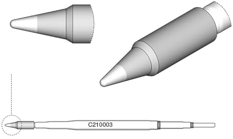 JBC Lötspitze Serie C210, Rundform, C210003/Ø 0,6 mm, gerade C210003 (Lötkartusche Lötpatrone Loetspitze Loetkartusche Loetpatrone T210-A AD2210 2210 C210)