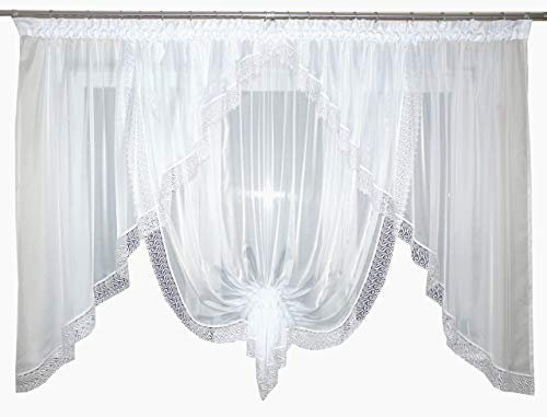 TOP Fertig-Gardine aus Voile NEU Top Design Set Schöne Küche-Gardine mit Kräuselband AG11 Modern