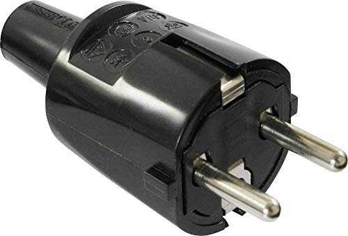 as - Schwabe - Presa in gomma 230 V / 16 A senza cavo - Presa Schuko in PVC con doppio contatto di messa a terra - per uso interno - IP 20 - Made in Germany - Nero I 62222