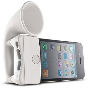 Bone Silicone Horn Stand 13dB Amplifier Portable Speaker - White