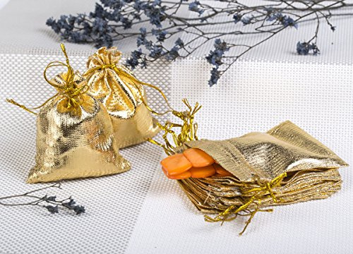 irsa24 Säckchen 7x9 cm Organzasäckchen Schmuckbeutel Wedding Beutel Hochzeit Gold (1.000)