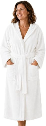 SABANALIA Albornoz Mujer Hombre Rizo Capucha 100% Algodón | Rizo americano 420gr/m2, cuello smoking, doble bolsillo, cinturón ajustable. Tallas S-XXL, 5 colores.