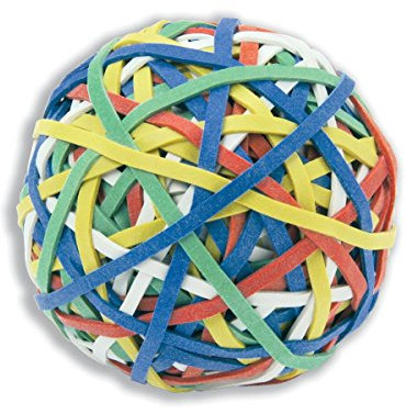 Rubber Band Ball of 200 Bands Natural Rubber Assorted Ref RBB1