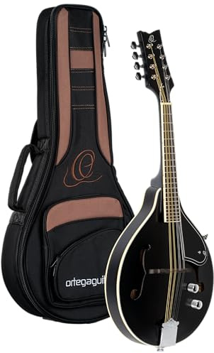 Ortega Guitars E-Akustik-Mandoline, A-Style - Fichte Schwarz, RMAE40SBK | F-Holes, 20 Bünde, Fichtendecke und Ahorn-Korpus Satin Finish, inkl. Pro-Gigbag