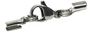 AURORIS - Karabiner-Klemmverschluss aus Edelstahl für ca. 1 bis 1,5 mm Bänder - Stückzahl/Farbe wählbar - Variante: 5 Stück/silber