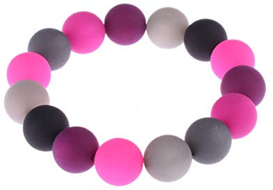 Adi-Modeschmuck Armband 'Rosanna', farbenfrohe Mischung aus 14mm original Polarisperlen in Pink- und Grautönen auf einem elastischen Band, handgefertigt in Berlin