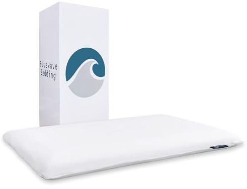 Bluewave Bedding Extra Thin Gel Memory Foam Pillow for Abdominal and Back Sleepers - Thin, Flat Design for Cervical Neck Alignment and Deeper Sleep (1.75 inches Height, Standard Size)