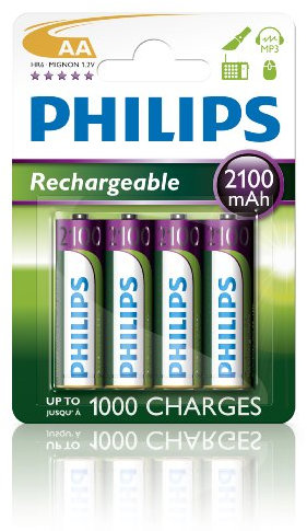 Philips R6B4A210 Batterie rechargeable pour Appareil photo 2100mAh AA 4 pièces