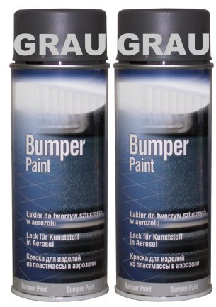 2 Spraydosen Bumperlack grau Speziallack für Kunststoff Stoßstangen