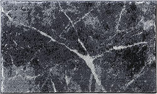 Erwin Müller Badematte, Badteppich, Badvorleger rutschhemmend Marmor grau Größe 70x120 cm - sehr saugfähig, schnelltrocknend, für Fußbodenheizung geeignet (weitere Größen)