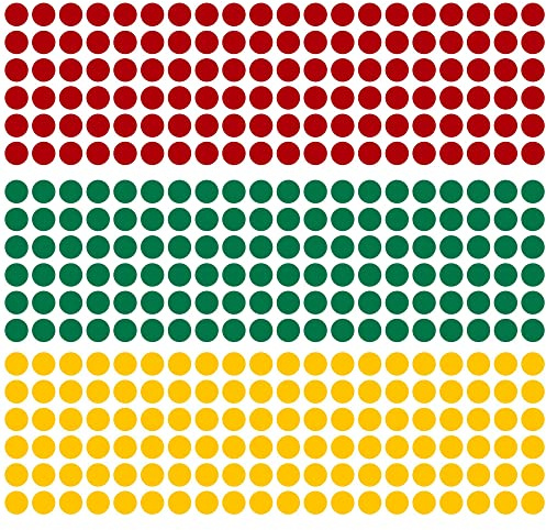 Klebepunkte 1 cm – farbige Markierungspunkte Sticker Rot/Grün/Gelb, 870 Stück