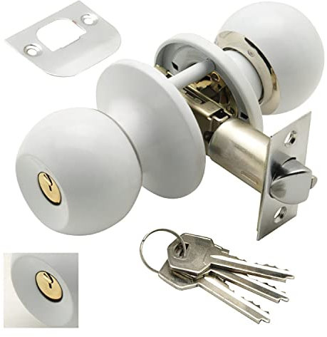 WOLFPACK LINEA PROFESIONAL - Pomo Puerta Con Llave Ambos Lados Blanco