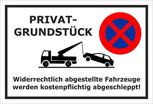 Melis-Folienwerkstatt Parken verboten Schild – Abschleppschild für Einfahrt, Privatgrundstück & Parkplätze – 30x20 cm – 3mm Aluverbund