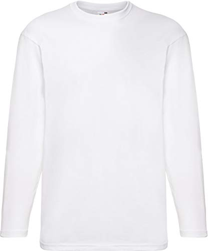 Fruit of the Loom Camiseta de Manga Larga Lisa Blanca XXL, Blanco., XXL