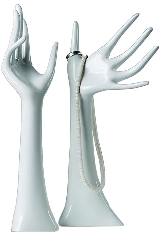 2 Design DEKO SCHMUCKHÄNDE | 33cm, weiß | Schmuckhalter, Dekohand, Kettenhalter Hand Links & rechts
