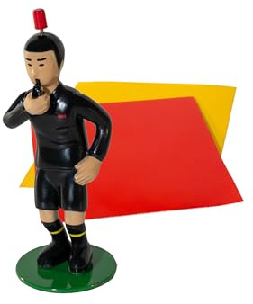 TIPP-KICK Árbitro Original con Tarjetas Amarilla y roja para jóvenes y Mayores, Desde los 5 años I Diviértase con Esta Figura de fútbol en Todos los Juegos I Accesorios I Camiseta Negra