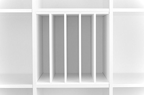 Kallax Expedit Regal Einsatz Schallplatten Aufbewahrung Schallplattenregal Vinyl Regaleinsatz vertikale Regalteilung auch für Bücher Fachteiler für 5 Einzelfächer 33,5 x 33,5 x 38 cm Weiß