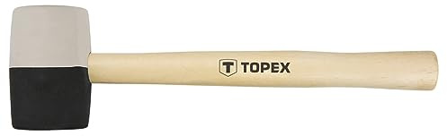 TOPEX Gummihammer Schwarz/Weiß Hartgummihammer Allround-Gummihammer mit zwei Seiten für Indoor und Outdoor - Langlebiger Schonhammer - keine Spuren bei Möbel, Fliesen, Fensterrahmen - 450 g