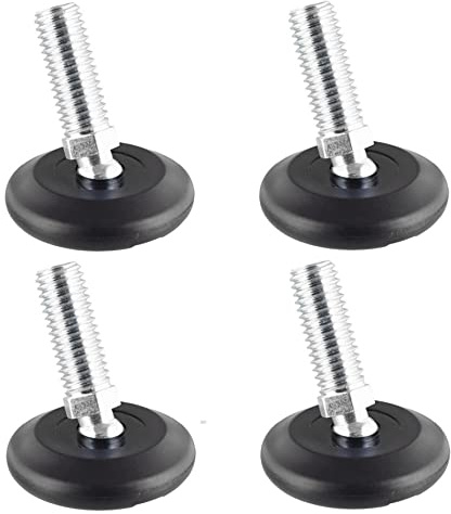 WAGNER 4er-Set Verstellfuß/Nivellierfuß mit Kugelgelenk Ø 37 mm, schwarz, Gewindestift M10 x 25 mm, Möbelgleiter - Wollfilz Ultrasoft - Durchmesser Ø 30 mm inklusiv - Made in DE - 15416100