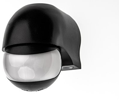 HUBER MOTION 3, rilevatore di movimento a infrarossi 180 °, nero, regolabile in orizzontale e in verticale, per uso interno ed esterno, protezione dagli spruzzi d'acqua IP45