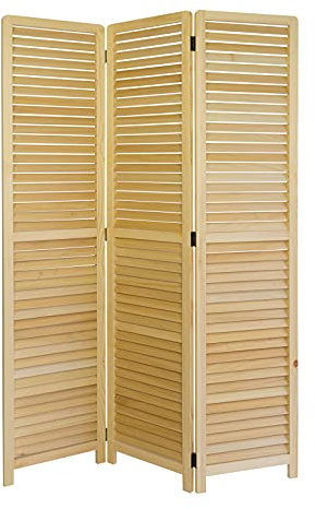 Homestyle4u 1359, Paravent Raumteiler Innen 3 teilig Holz Natur Trennwand Sichtschutz