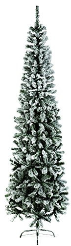 2m (6.5ft) Snow Flocked Spruce Pine Slim Christmas Tree in Green