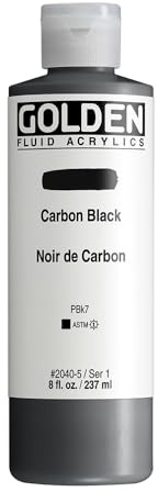 Golden 0002040-5 8oz. - 236ml - Fluid Acrylic Color Paint Bottle - Carbon Black