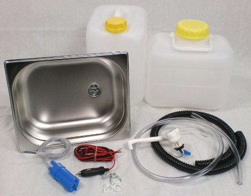 12V Wasseranlage Imbisswagen Verkaufsanhänger Campingküche Bausatz Spüle 325x265x200 Comet Novo weiß (ad-ideen)