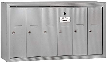 Salsbury Industries 3506ASU Surface Mounted Vertical Mailbox with 6 Doors and USPS Access, Aluminum