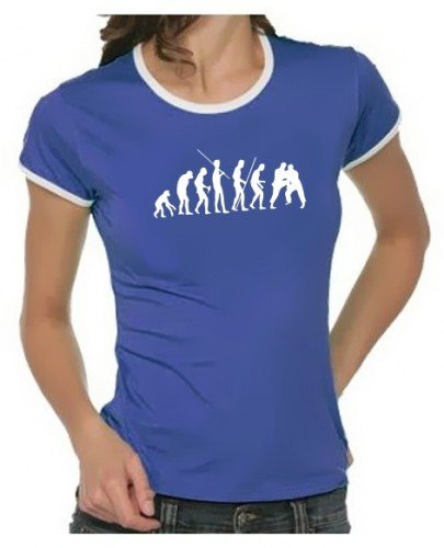 Coole-Fun-T-Shirts Judo Evolution Damen Ringer, Blau, T-Shirt, Gr.S