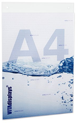 VITAdisplays Porte-affiches format A4 - À suspendre en format portrait - Avec trous - En Plexiglas d'origine - Transparent