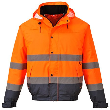 Portwest Bomberjacke, Orange, Unisex, Quilted, Locker, Reißverschluss, Rundhalskragen, Ungefüttert, Männer, Arbeiter, Bauarbeiter, Straßenarbeiter, Unisex-Erwachsene, Mantel, Jacket