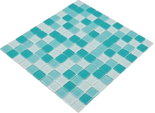 Mosaik Quadrat Crystal mix hellgrün/grün Glasmosaik Transluzent Transparent 3D Fliesenspiegel, Mosaikstein Format: 25x25x4 mm, Mattengröße: 327x302 mm, 1 Matte