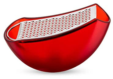 Alessi Parmenide AARU01 R - Rallador con Recogedor de Design, de Resina Termoplástica y Acero Pulido, Rojo