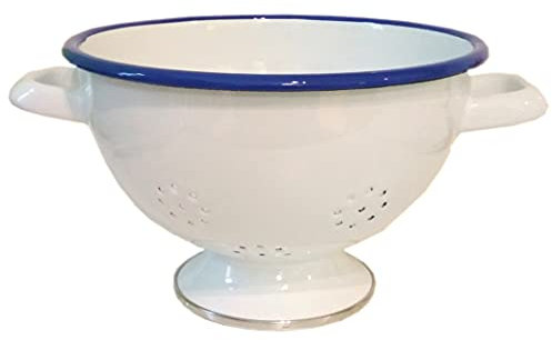 Münder Emaille - Sieb, Seiher, Durchschlag - mit Fuß - Emaille - Weiß - schön nostalgisch - Ø21 cm