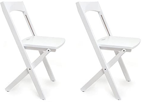 Arredamenti Italia Sedia Pieghevole 660 DIANA, legno faggio, finitura bianca, confezione da 2 pezzi, Group Srl