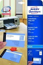 Avery Zweckform© C32015-25 Premium Visitenkarten, 85 x 54 mm, Inkjet-Spezialbeschichtung beidseitig - matt, 25 Blatt/200 Stck